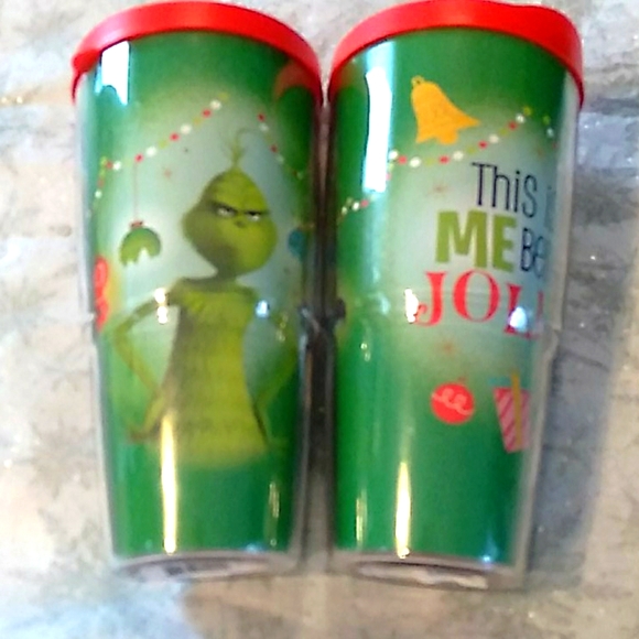BNWT The Grinch Dr Seuss 2 travel mugs large - Picture 1 of 4